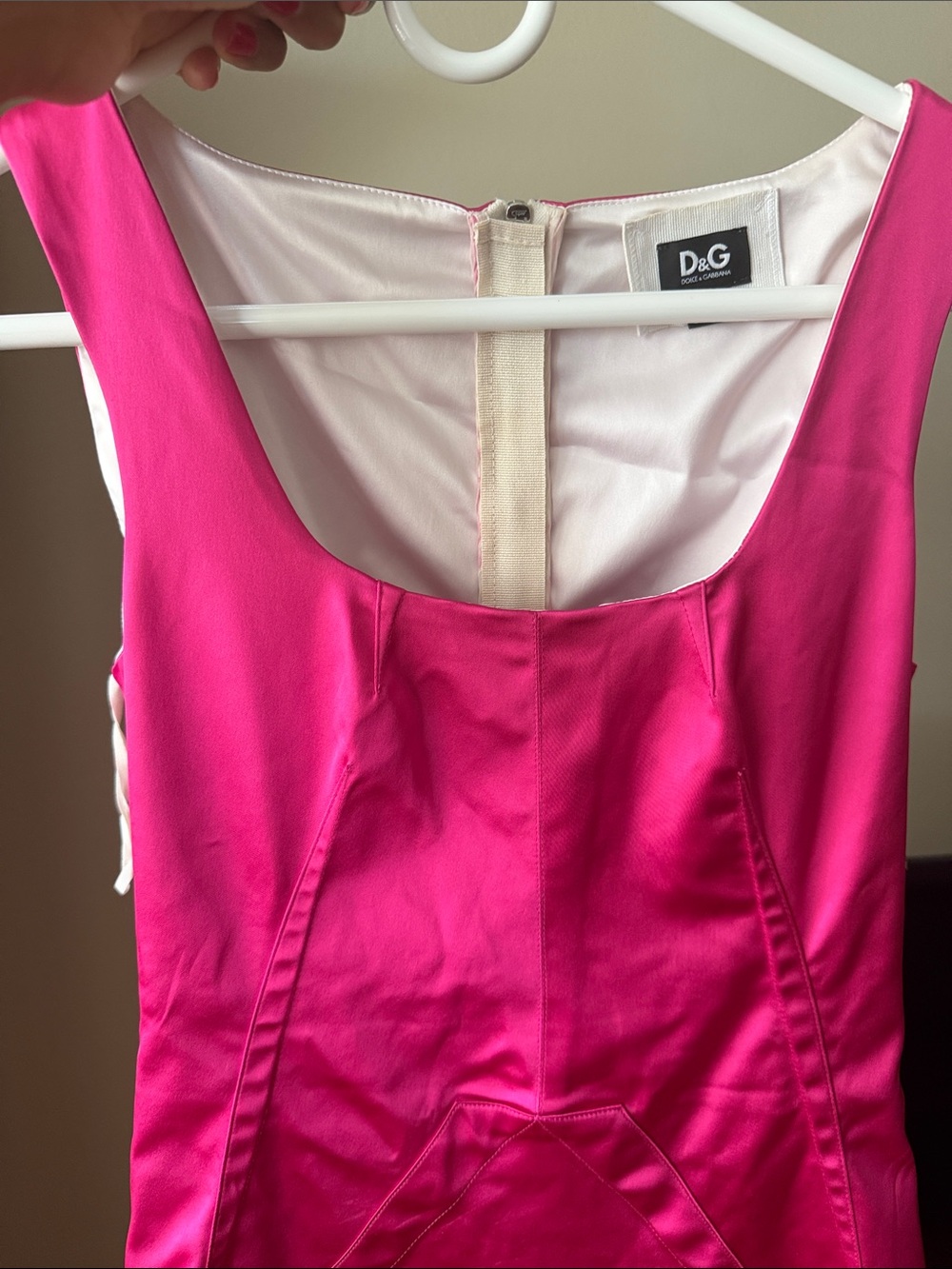 D&G Vibrant Fuchsia Sleeveless Satin Dress